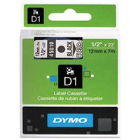 (3 Pack Value Bundle) DYM45010 D1 Standard Tape Cartridge for Dymo Label Makers, 1/2in x 23ft, Black on Clear