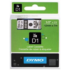 (3 Pack Value Bundle) DYM45010 D1 Standard Tape Cartridge for Dymo Label Makers, 1/2in x 23ft, Black on Clear