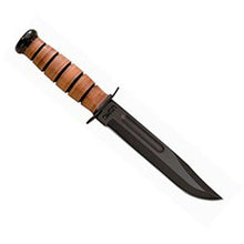 Load image into Gallery viewer, Ka-Bar 1217 USMC Fighting Utility Fixed Black Knife W/Leather Handle

