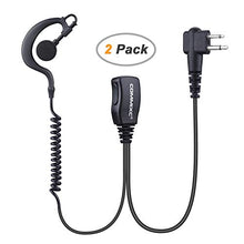 Load image into Gallery viewer, COMMIXC (2 Pack) Walkie Talkie Earpiece, 2-Pin 2.5mm/3.5mm G Shape Walkie Talkie Headset with PTT Mic, Compatible with Motorola Two-Way Radios
