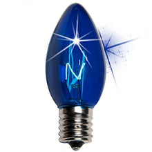 Load image into Gallery viewer, C9 Twinkle Triple Dipped Transparent Blue, 7 Watt - 25 Light Bulbs
