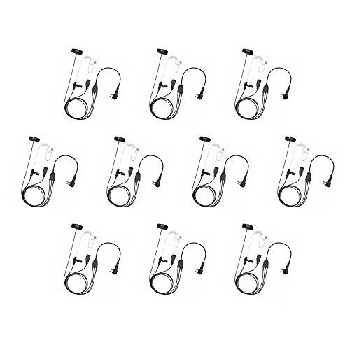 Bommeow 10 Pack BCT35-M1 3-Wire Acoustic Clear Tube Earpiece for Motorola Mototrbo CLS1410 XT460 DLR1020 Bearcom