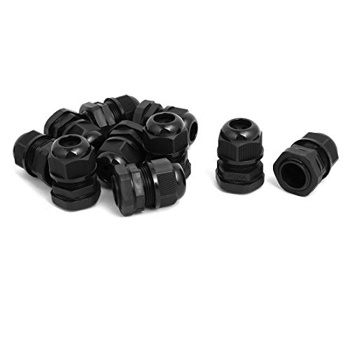 Aexit PG16 2.5mm-3.6mm Transmission Adjustable 4 Holes Cable Gland Joint Black 10pcs