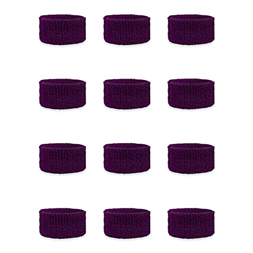 Couver Kids Children 1 Inch - Purple Cotton Terry Cloth Wristband for School, Church, YMCA Activities or evens(6 Pairs)