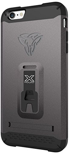 Armor-X Rugged Case Cover, Armor-X [ Belt Clip with Kick-stand with X-Mount ] Tough Eco-System for Bike, Car and Armband for Apple iPhone 6 Plus 5.5-Inch - Retail Packaging - Grey