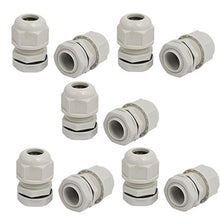 Load image into Gallery viewer, Aexit M20x1.5mm 3mm-6mm Transmission Adjustable 2 Holes Nylon Cable Gland Joint Gray 10pcs
