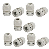 Aexit M20x1.5mm 3mm-6mm Transmission Adjustable 2 Holes Nylon Cable Gland Joint Gray 10pcs