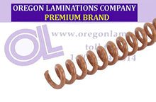 Load image into Gallery viewer, Spiral Coil Binding Spines 9mm (11/32 x 12) 4:1 [pk of 100] Light Brown (PMS 1615 C)
