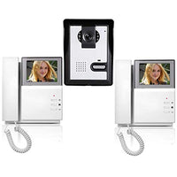 AMOCAM Wired Video Intercom Doorbell System 4.3 Inches Clear LCD 2- Monitor Video Door Phone Bell Kits IR Night Vision Camera Door Bell Intercom Doorphone Telephone Style 1V2