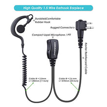 Load image into Gallery viewer, COMMIXC (2 Pack) Walkie Talkie Earpiece, 2-Pin 2.5mm/3.5mm G Shape Walkie Talkie Headset with PTT Mic, Compatible with Motorola Two-Way Radios
