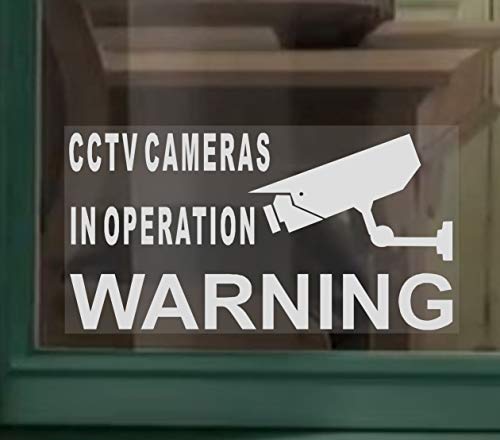 5 x SMALL-45x87mm-Monitored by CCTV Video Recording Camera Security Warning Window Stickers-White on Clear-Mini Self Adhesive Vinyl Signs