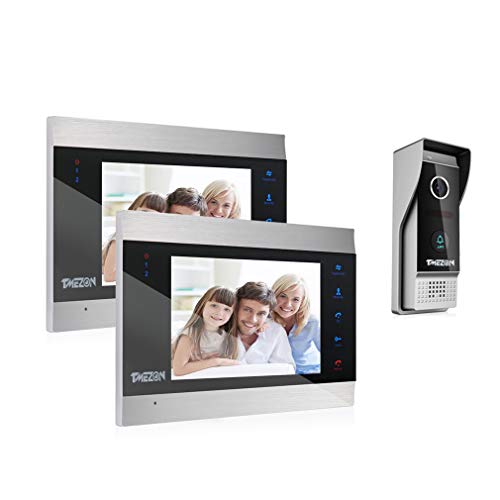 TMEZON Wired Video Door Phone Visual Intercom Doorbell System with Camera Touch Screen Monitor IR Night Vision TFT Color LCD Display