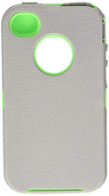 Load image into Gallery viewer, Hybrid Body Armor Rubber Silicone Cover Case for iPhone 4 4S, Three Layer - Gray+Green
