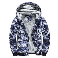 Bokeley Camouflage Coats Fleece Hoodie Sports Hoodie Jacket Casual Zip Up Heavyweight Hooded Jacket for Men
