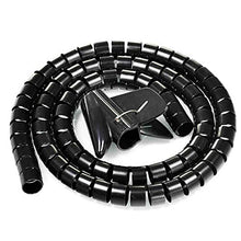 Load image into Gallery viewer, Aexit 20mm Flexible Electric Motors Spiral Tube Cable Wire Wrap Computer Manage Cord Black 10Ft Fan Motors w Clip
