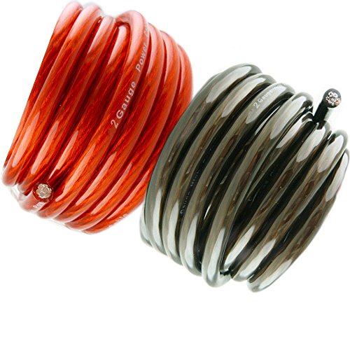 20' ft 2 Gauge 10' RED and 10' Black Car Audio Power Ground Wire Cable Feet AWG