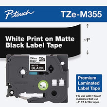 Load image into Gallery viewer, Brother P-touch TZe-M355 White Print on Premium Matte Black Laminated Tape 24mm (0.94) wide x 8m (26.2) long
