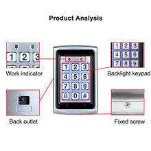Load image into Gallery viewer, HFeng 125KHz RFID Metal Access Control Keypad Waterproof Cover, Standalone Access Controller for Door Lock System+20 pcs Keyfobs Keychains
