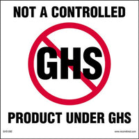GHS/HazCom 2012: Not Controlled Product GHS Label, Vinyl (Pack of 500)