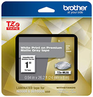 Brother P-touch TZe-ML55 White Print on Premium Matte Gray Laminated Tape 24mm (0.94) wide x 8m (26.2) long