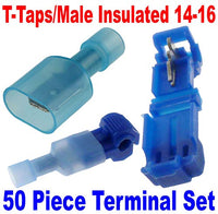 (50) T-Taps/Male Insulated 14-16 Ga Wire Connectors Car Audio Terminals USA