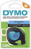 Dymo 91335 LetraTag Labeling Tape, for LetraTag Label Makers, Black Print on Blue Plastic Tape, 1/2