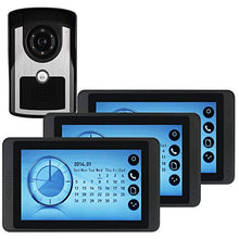 Load image into Gallery viewer, 7 Inch Video Door Phone Intercome with 3 Monitors and 1- Camera Doorbell Video Entry System Intercom Kit Touch Button Remote Unlock Night Vision Rainproof,110-240V
