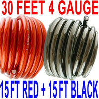 4 Gauge Wire Super Flexible 30 FT 15 FT RED 15 FT Black 30 FEET Ships Fast Free!