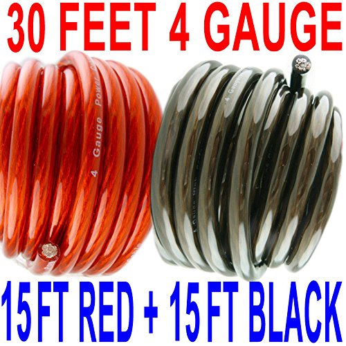 4 Gauge Wire Super Flexible 30 FT 15 FT RED 15 FT Black 30 FEET Ships Fast Free!