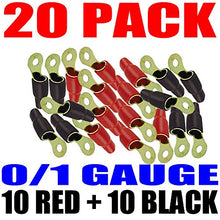 Load image into Gallery viewer, Pack 1/0 Gauge Wire Cable Ring Terminals Connectors Red and Black Boots 5/16&quot;
